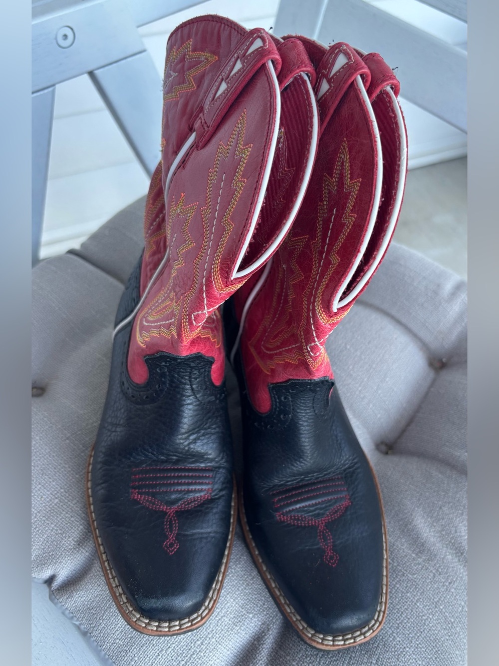 Ariat Red Embroidered Western Boots Youth Kids Boys Girls Size 1